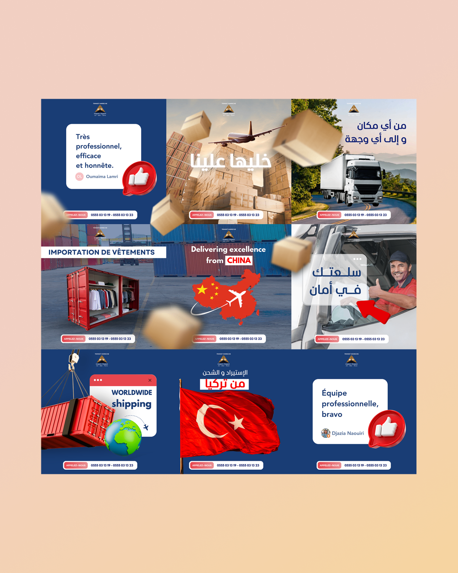 Étude de cas Transit visuels réseaux sociaux pour société d'import/export