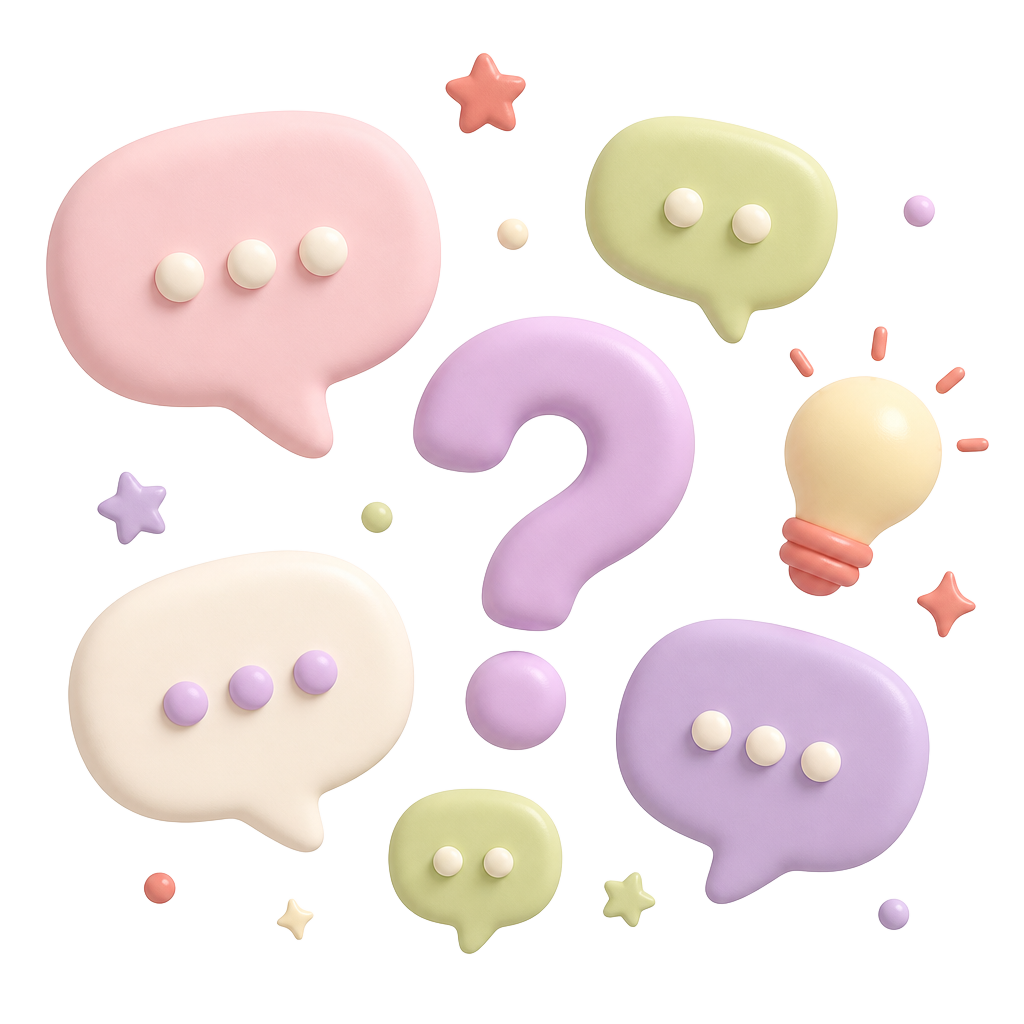 Illustration : bulles de discussion et point d'interrogation